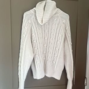 White Turtleneck Knit Sweater